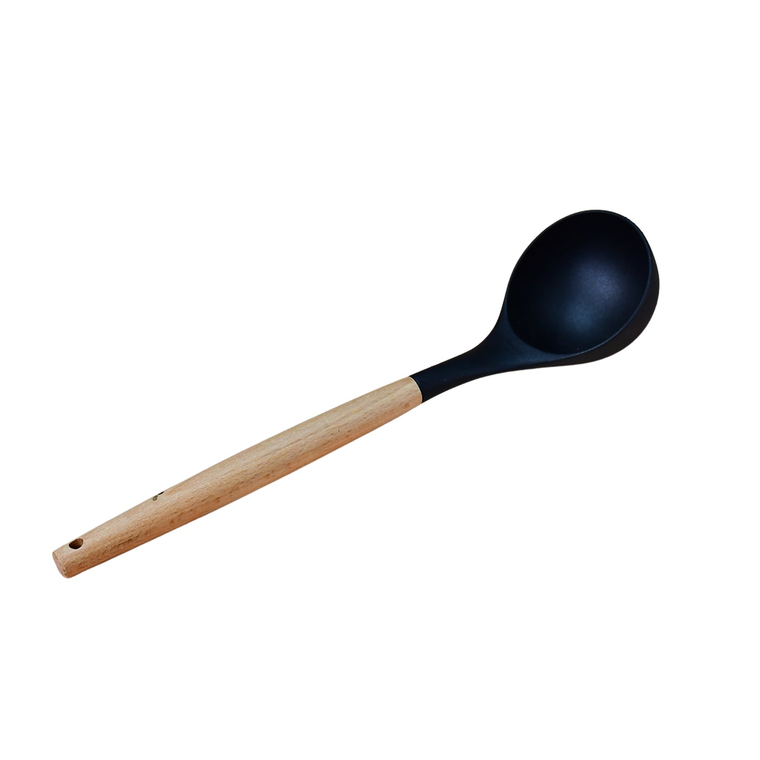 2078 Non Stick Silicon Spoon with Wooden Handle, Silicone Ladle for Cooking & Serving. DeoDap