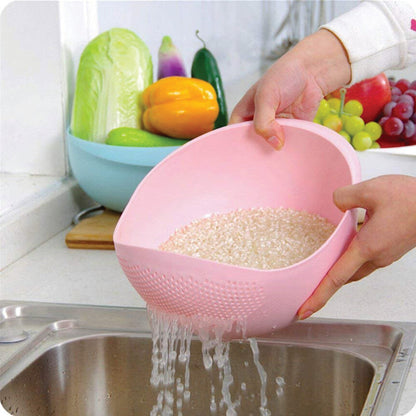 108 Kitchen Plastic big Rice Bowl Strainer Perfect Size for Storing and Straining DeoDap