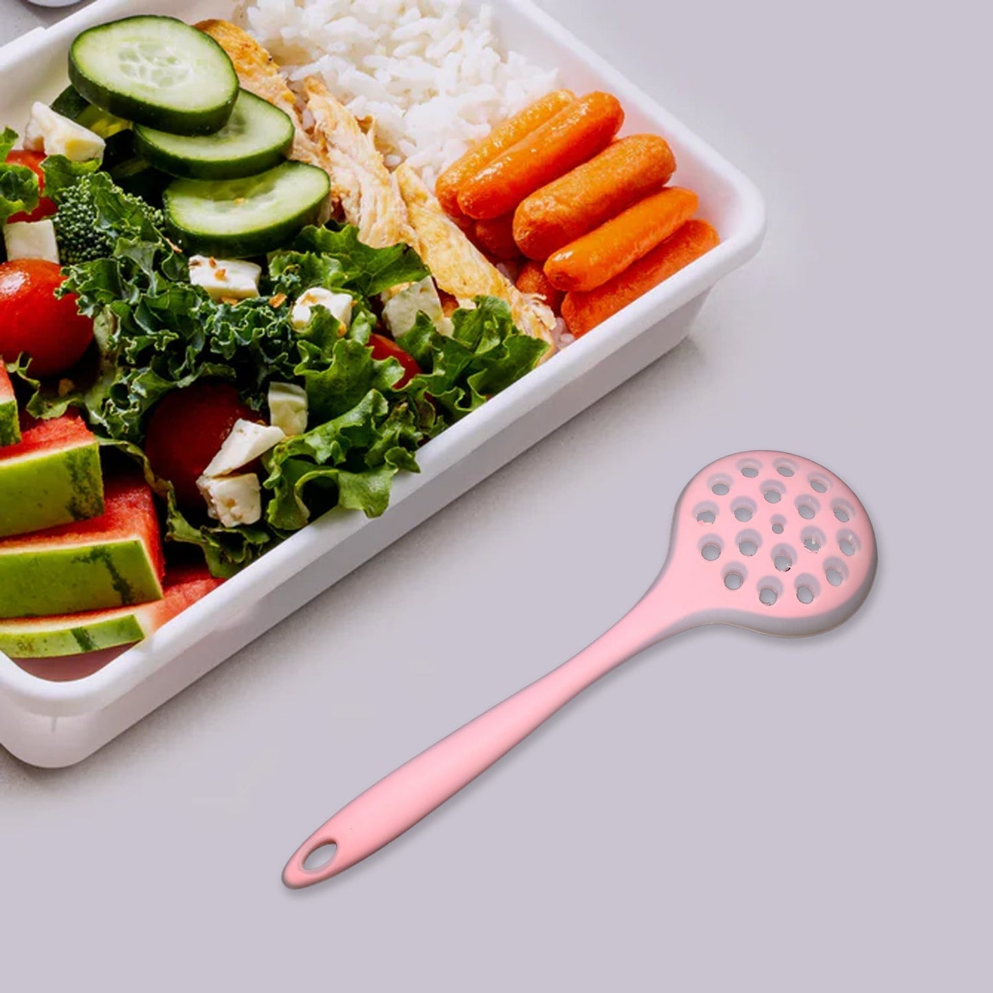 5429 1PC Food Grade Silicone Colander Shovel Strainers Spoon Colorful Kitchen Scoop Drainage Colanders (29cm) DeoDap