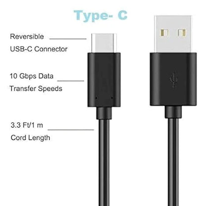 UK-0086 Type C Deta Cable (BLACK-LOOS) Fast Charge Cable Black|USB to Type C|Supports Upto 22.5W Fast Charging|Suitable for All Smartphones