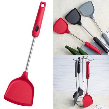 2690 Kitchen turner Heat Resistant Silicone Non-stick Silicone turner Grip Non Stick Long Handle Cooking turner DeoDap