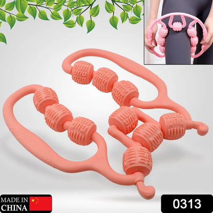 Muscle Massage Roller, 8 &10 Wheels Relieve Soreness Leg Muscle Roller Fitness Roller Muscle Relaxer Massage Roller Ring Clip All Round Massaging Uniform Force Elastic PP Drop Shaped for Home Use (1 Pc)