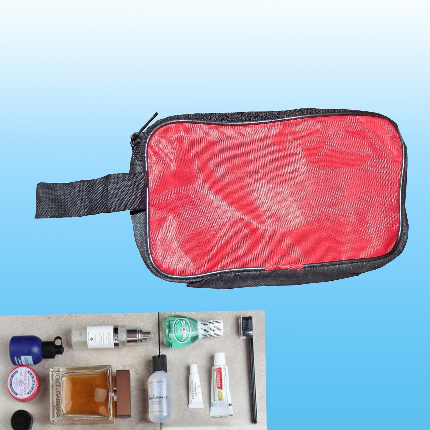 0845 Portable Travel Hand Pouch/Shaving Kit Bag for Multipurpose Use (Red) DeoDap