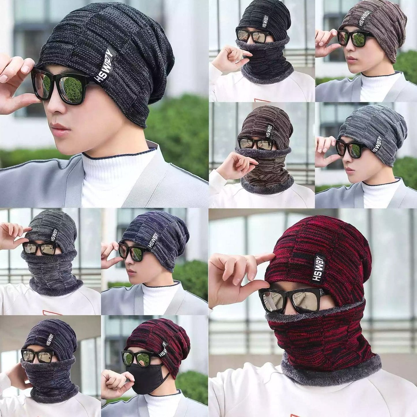 6066 Ultra Soft Unisex Woollen Beanie Cap Plus Muffler Scarf DeoDap