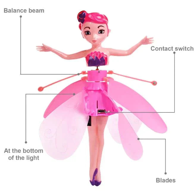 UK-0007 Kids Flying Princess Doll Magic Infrared Induction Control Toy, Play Game RC Flying Toy,Mini Drone Indoor and Outdoor Toys for Kids Boys Girls 6 & Up Year Old Gift