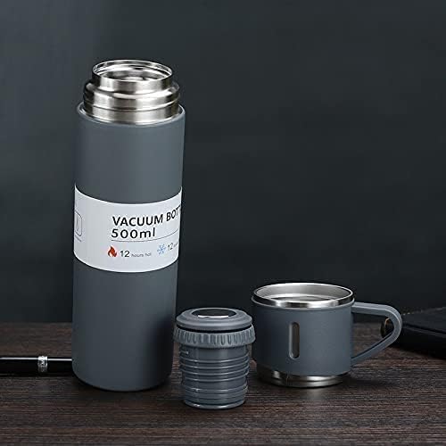 RellifeBuy Stainless Steel Vacuum Flask Set with 3 Steel Cups Combo for Hot and Cold Drink Flask Bottle 500ml