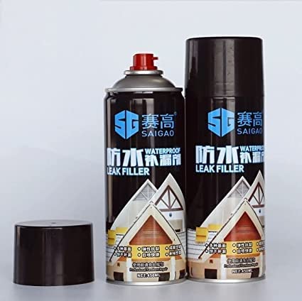 UK-0168 Waterproof Leak Filler Spray Rubber Flexx Repair & Sealant - Point to Seal Cracks Holes Leaks Corrosion More for Indoor Or Outdoor Use Black Paint