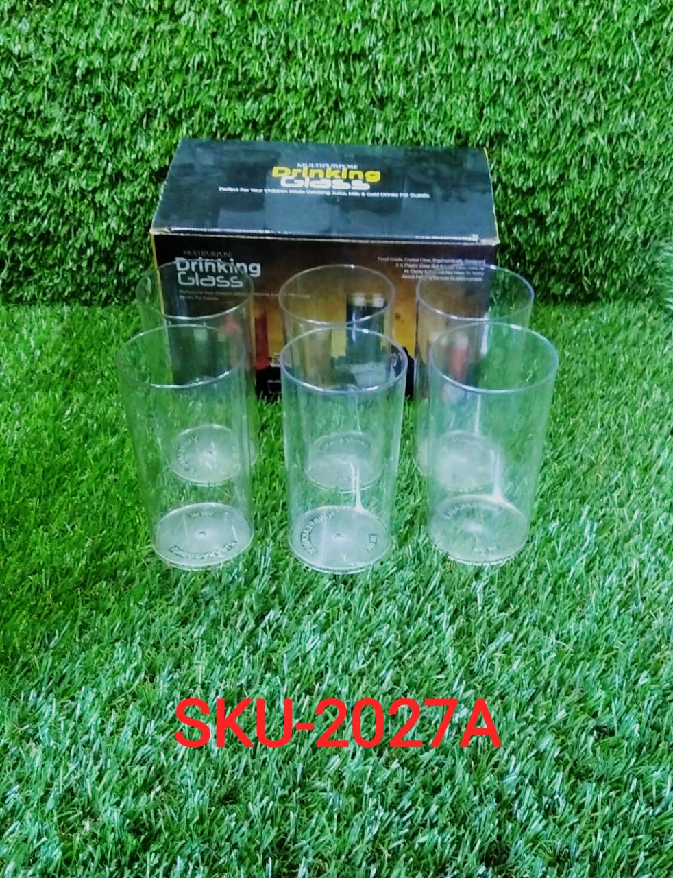 2027A 6 Pcs Large Plastic Glass 300Ml used in all kinds of kitchen and official purposes for drinking water and beverages etc. DeoDap