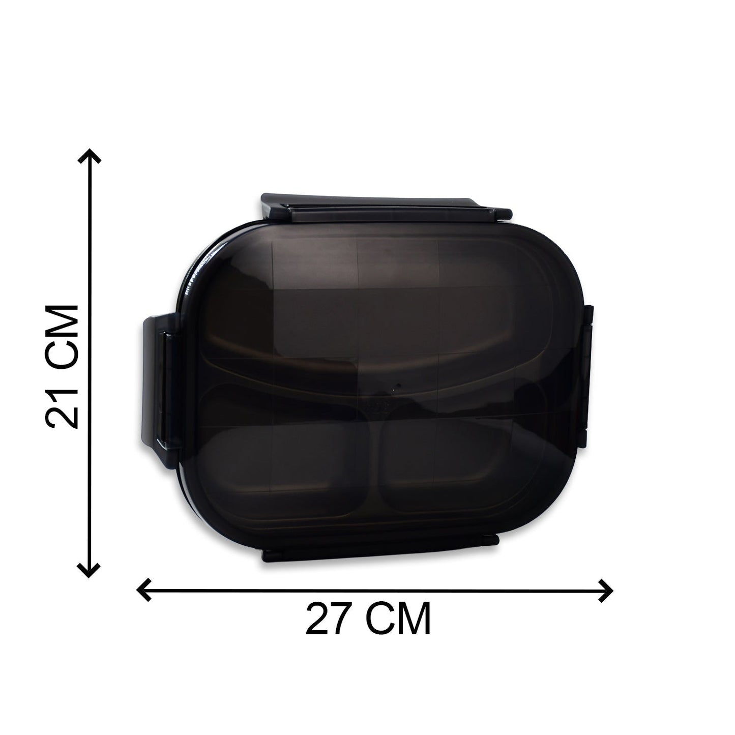 2976 Black Transparent Lunch Box for Kids and adults, Stainless Steel Lunch Box with 3 Compartments. DeoDap