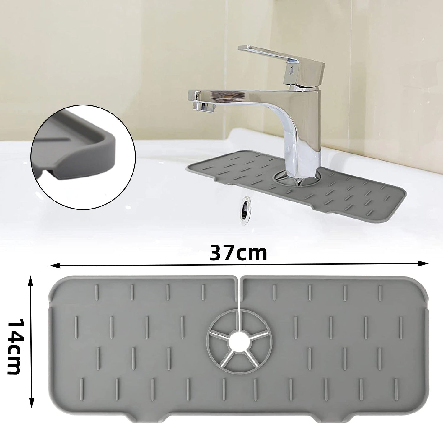 4914 Silicone Sink Faucet Pad, Drip Protector Splash Countertop, Rubber Drying Mat, Sink Splash Guard for Kitchen Bathroom Bar. DeoDap