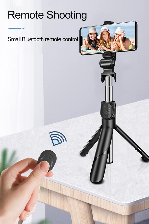 UK-0025 Portable Selfie Stick Tripod with Wireless Bluetooth Remote and Tripod Stand| 3 in 1 Multifunctional Selfie Stick Tripod with Extendable Aluminium Monopod, 360 Degree Rotation Phone Holder