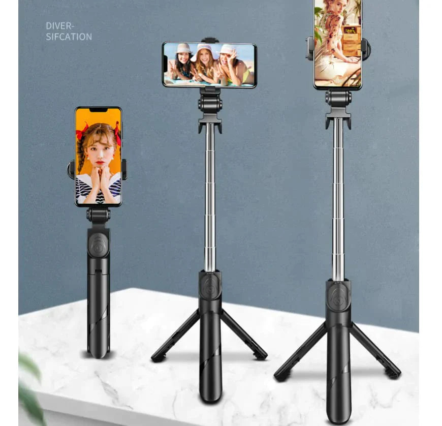 UK-0025 Portable Selfie Stick Tripod with Wireless Bluetooth Remote and Tripod Stand| 3 in 1 Multifunctional Selfie Stick Tripod with Extendable Aluminium Monopod, 360 Degree Rotation Phone Holder