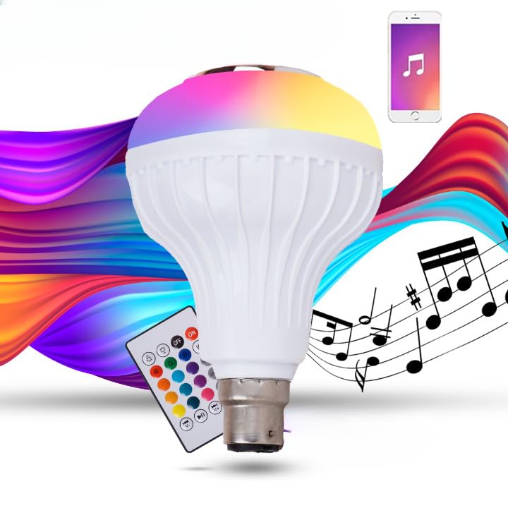 UK-0229 Wireless Light Bulb With Speaker | Bluetooth Enabled | Rgb Music Light | Colour Changing Remote Control Access| B22 Holder