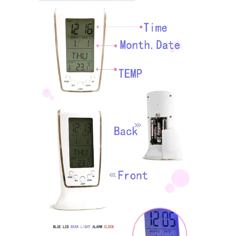 UK-0024 UM510 Digital Alarm Clock with LED Night Light/ Electronic with Temperature with LCD Display Light