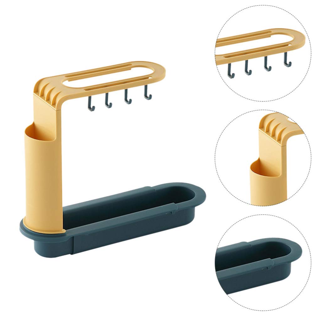 7677 Telescopic Sink Adjustable Sponge Soap Dish Cloth Holder Drainer Tray DeoDap