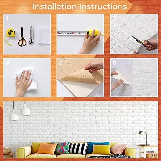 9293 Design Wallpaper 3D Foam Wallpaper Sticker Panels I Ceiling Wallpaper For Living Room Bedroom I Furniture, Door I Foam Tiles (Size - 73x70 cm) DeoDap