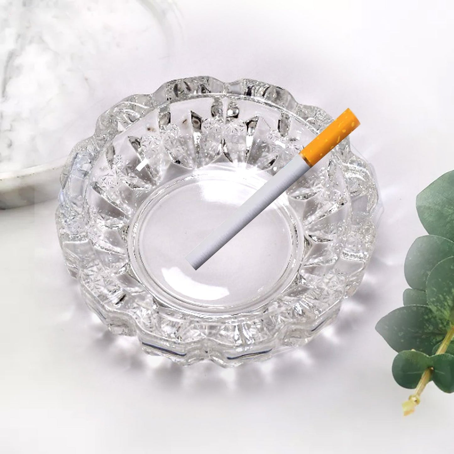 4066 paricutin Glass Crystal Quality Cigar Cigarette Ashtray Round Tabletop for Home Office Indoor Outdoor Home Decor DeoDap