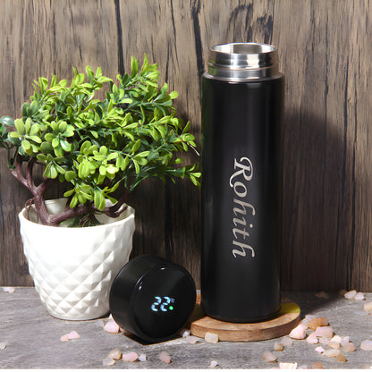 0726 Customized/Personalized Stainless Steel Smart Water Bottle with Smart LCD Temperature Touch | Gifting Custom Name Water Bottle | Gifts for Boyfriend/Girlfriend/Employee | 500ML