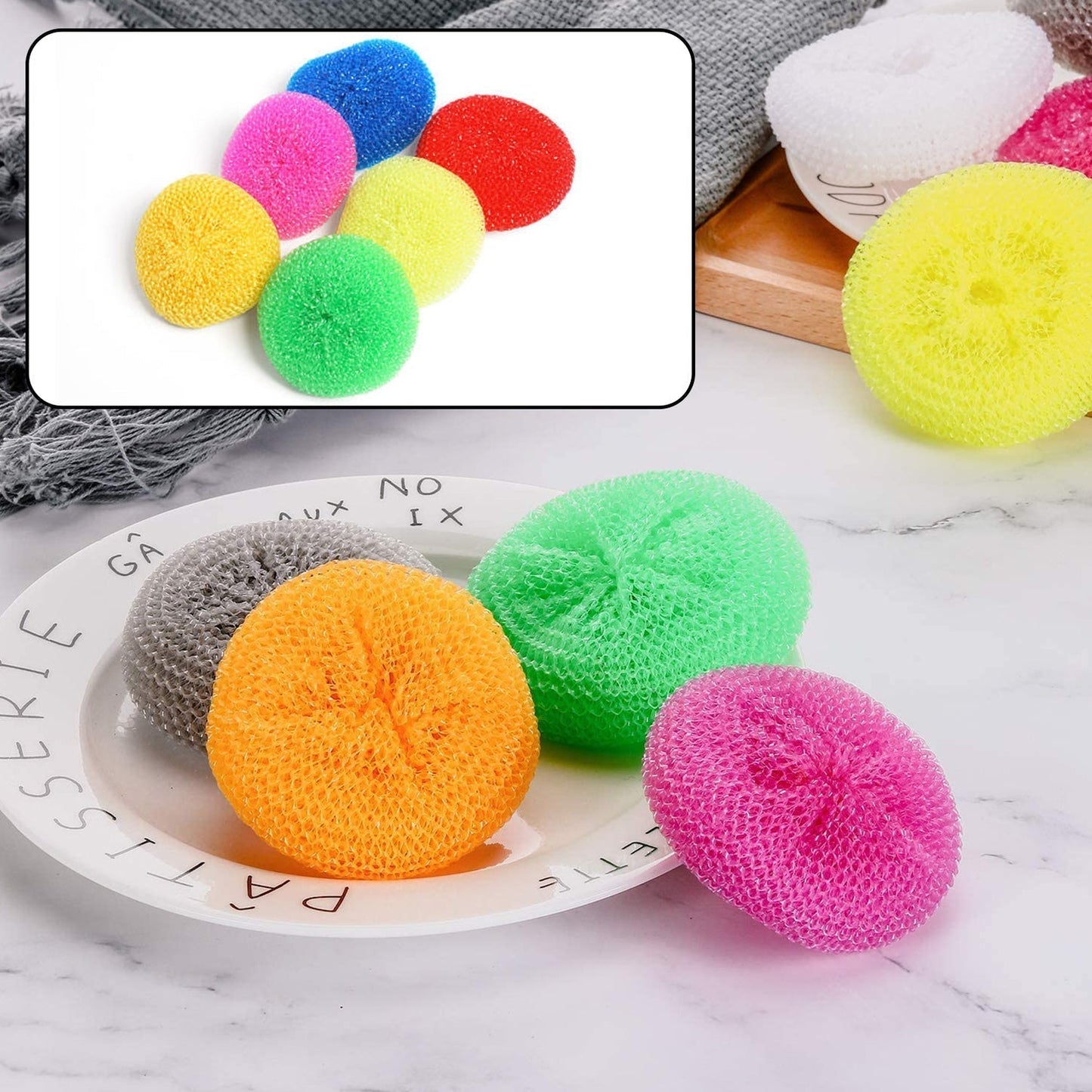 2629 Plastic Scrubber Round Nylon Scrubbers (Pack of 12) DeoDap