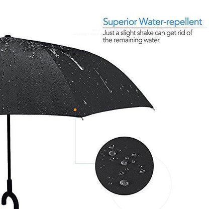 6211 Plain design Windproof Upside Down Reverse Umbrella with C-Shaped Handle DeoDap