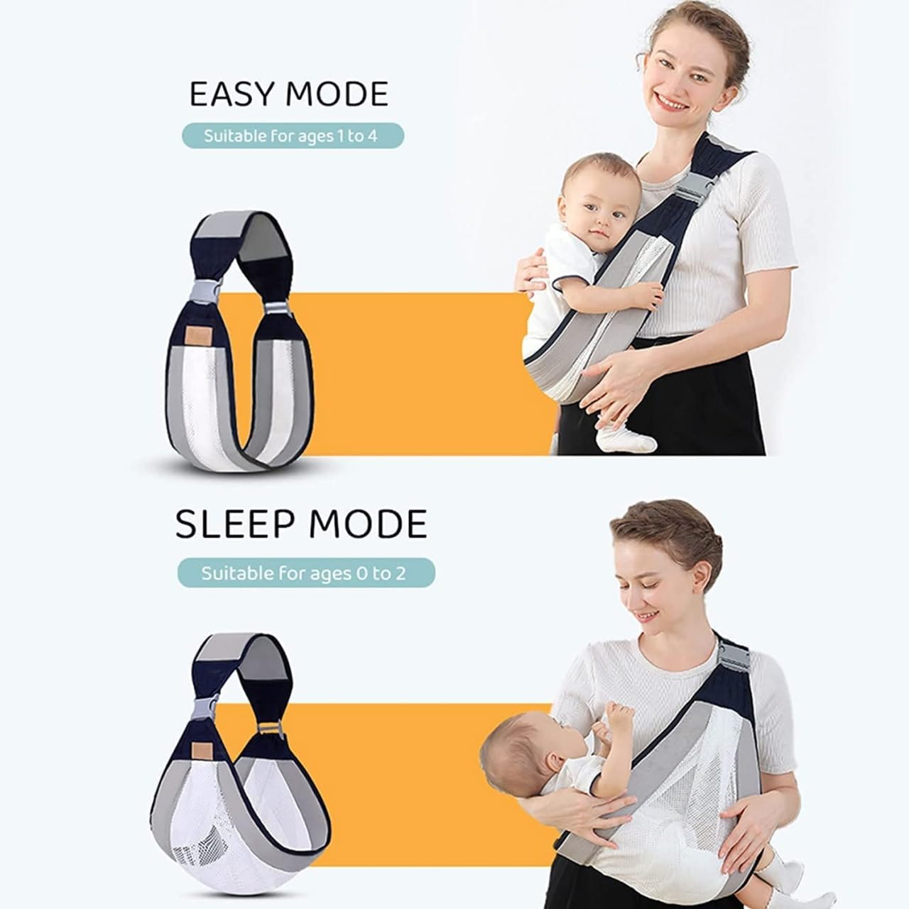 RellifeBuy Baby Carrier Newborn to Toddler, Ergonomic 3D Mesh Baby Wraps Carrier, Adjustable Baby Sling, Lightweight Breathable Baby Carrier Wrap with Thick Shoulder Straps for 0-36 Months Infant