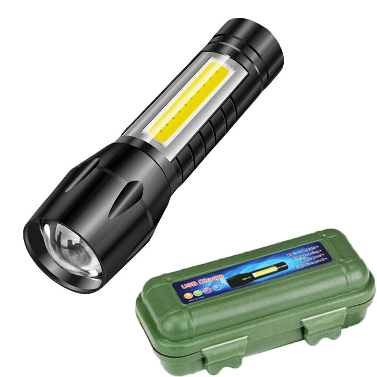 UK-0197 Mini Torch Light, Ultra Brightest Small Flash Light Handheld Pocket Compact Portable Tiny Lamp with COB Side Lantern