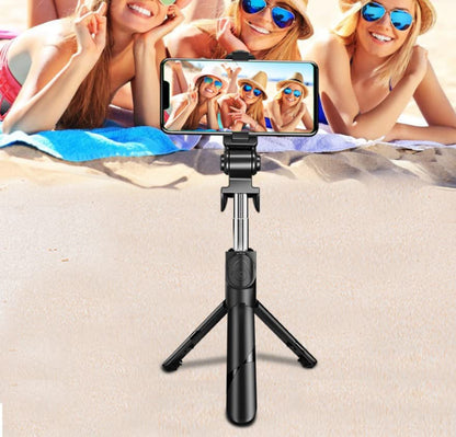 UK-0025 Portable Selfie Stick Tripod with Wireless Bluetooth Remote and Tripod Stand| 3 in 1 Multifunctional Selfie Stick Tripod with Extendable Aluminium Monopod, 360 Degree Rotation Phone Holder