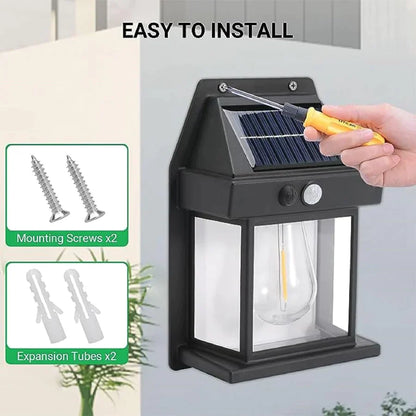 UK-0038 Tungsten Bulb led Solar Outdoor Garden Wall Light with Sensor Wireless ip65 Solar Wall lamp