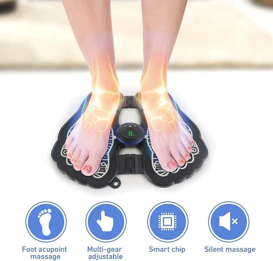 UK-0002 Deoxys Bioelectric Acupoints Massager Mat,EMS Foot Massager,Portable Foot Stimulator Massager Pads,Folding Electric Foot Massage Machine with 8 Modes and 19 Levels