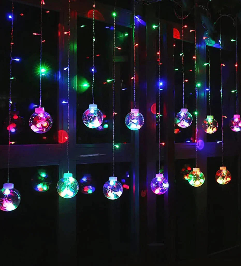 3391 12  Wish Balls Window Curtain String Lights with 8 Flashing Modes Decoration for Home Decoration, Diwali & Wedding LED Christmas Light Indoor and Outdoor Light ,Festival Decoration  (Plastic, Multicolor)