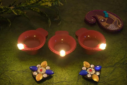 UK-0003    Water Sensor LED Diyas Candle with Water Sensing Technology E-Diya, Warm Orange Ambient Lights, Battery Operated