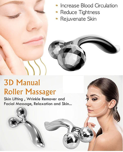 UK-0140   3D Manual Roller Massager 360 Rotate Roller Face Body Massager For Skin Lifting, Wrinkle Remover and Facial Massage, Relaxation and Skin Tightening Tool