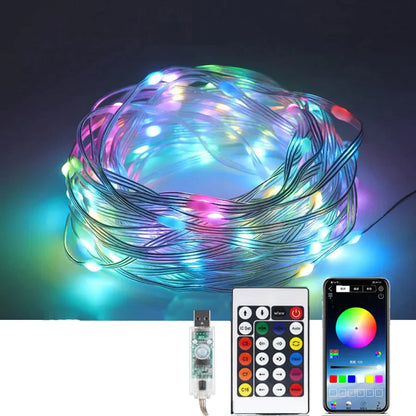 UK-0008    Smart Fairy String Lights - 5 Meter 150 LED Fairy Lights with Music Mode Remote App Control RGB Color Changing