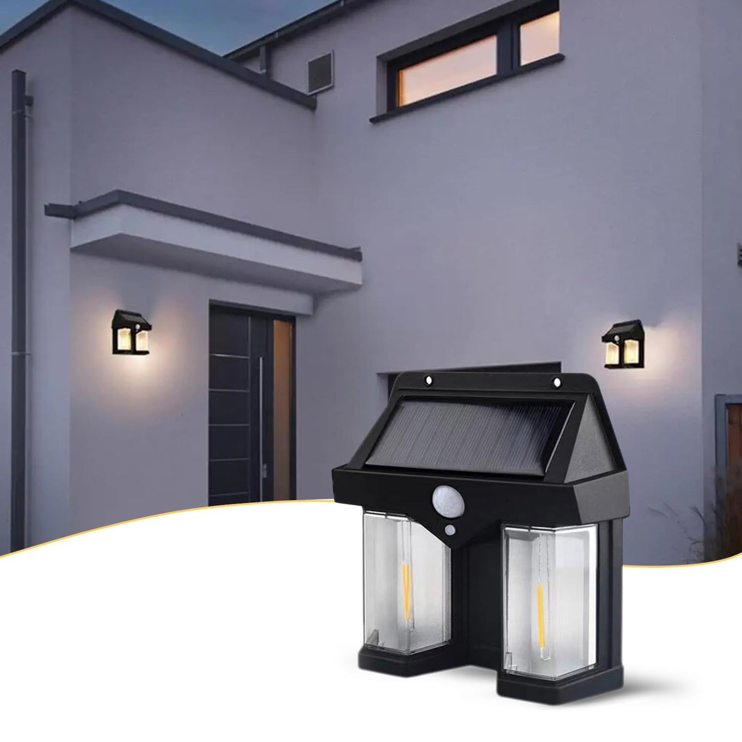 UK-0196 Solar Wall Double Lamp Outdoor Waterproof Up and Down Luminous Lighting, Solar LED Wall Light Induction Lamp Villa Garden Lights Yard Patio Fence Lamps