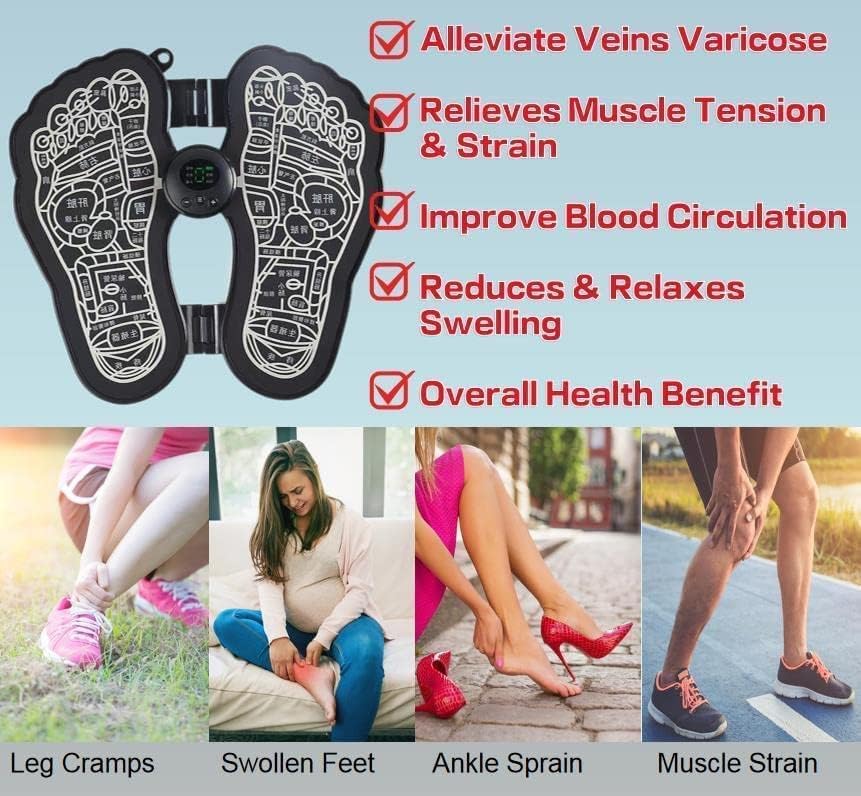 UK-0051 (COMBO) EMS Foot massager and butterfly combo Deep Kneading Circulation Foot Booster for Feet and Legs Muscle Stimulator,Folding Portable Electric Massage Machine with 8 Modes 19