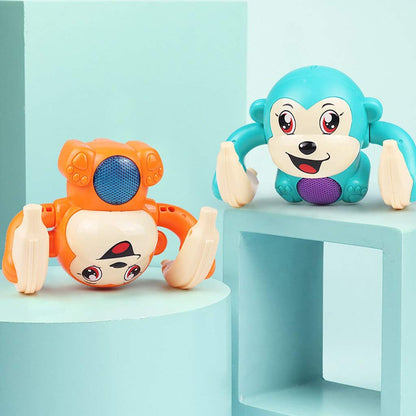 UK-0119  Dancing Monkey Musical Toy for Kids Baby Spinning Rolling Doll Tumble Toy with Voice Control Musical Light and Sound Effects with Sensor, Multicolor