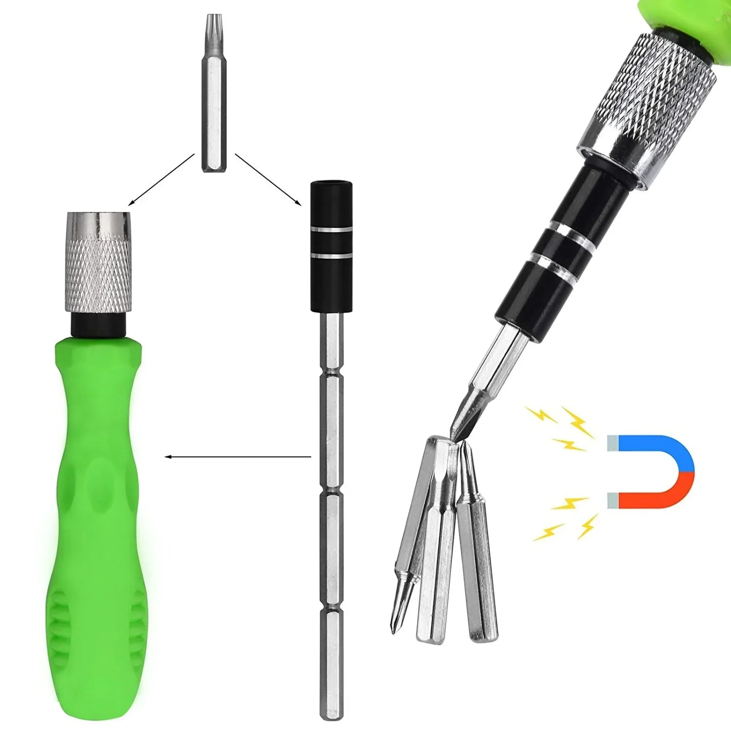 UK-0114  32 In 1 Mini Screwdriver Bits Set with Magnetic Flexible Extension Rod for Home Appliance, Laptop,Mobile