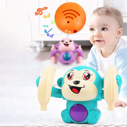 UK-0119  Dancing Monkey Musical Toy for Kids Baby Spinning Rolling Doll Tumble Toy with Voice Control Musical Light and Sound Effects with Sensor, Multicolor