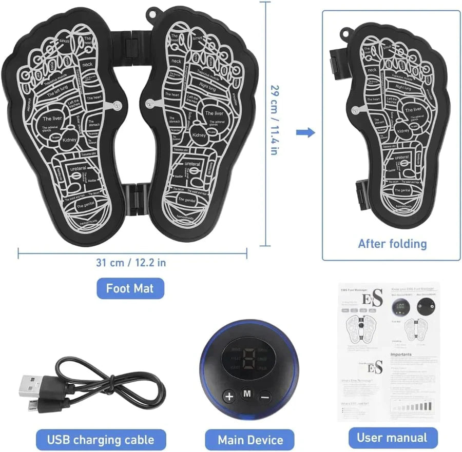 UK-0002 Deoxys Bioelectric Acupoints Massager Mat,EMS Foot Massager,Portable Foot Stimulator Massager Pads,Folding Electric Foot Massage Machine with 8 Modes and 19 Levels