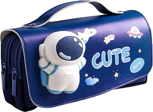 RellifeBuy Cute Astronaut Pencil Pouch for Girls and Boys,Big Pencil Case for Kid,Zipper Pencil Kit Stationary Storage Box for School Children,Stationery Organizer Pen Box for Students