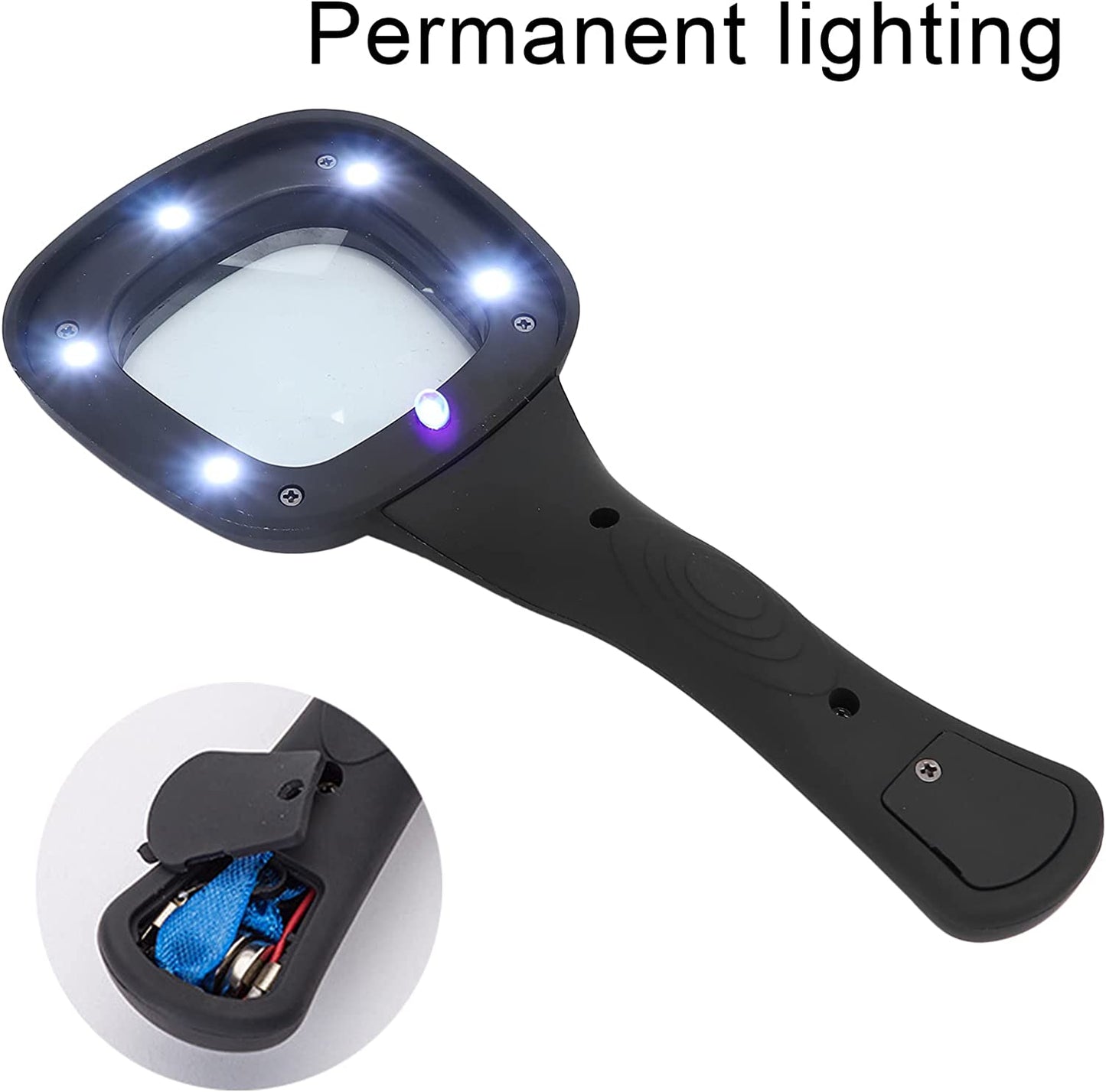 1573A Handheld Magnifying Glass 6 LED Illuminated Lighted Magnifier for Seniors Reading, Soldering, Inspection, Coins, Jewelry, Exploring DeoDap