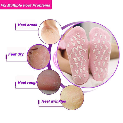 UK-0166 Silicon Gel Heel And Foot Protector, Moisturizing Socks for Foot Care, Pain Relief And Heel Cracks