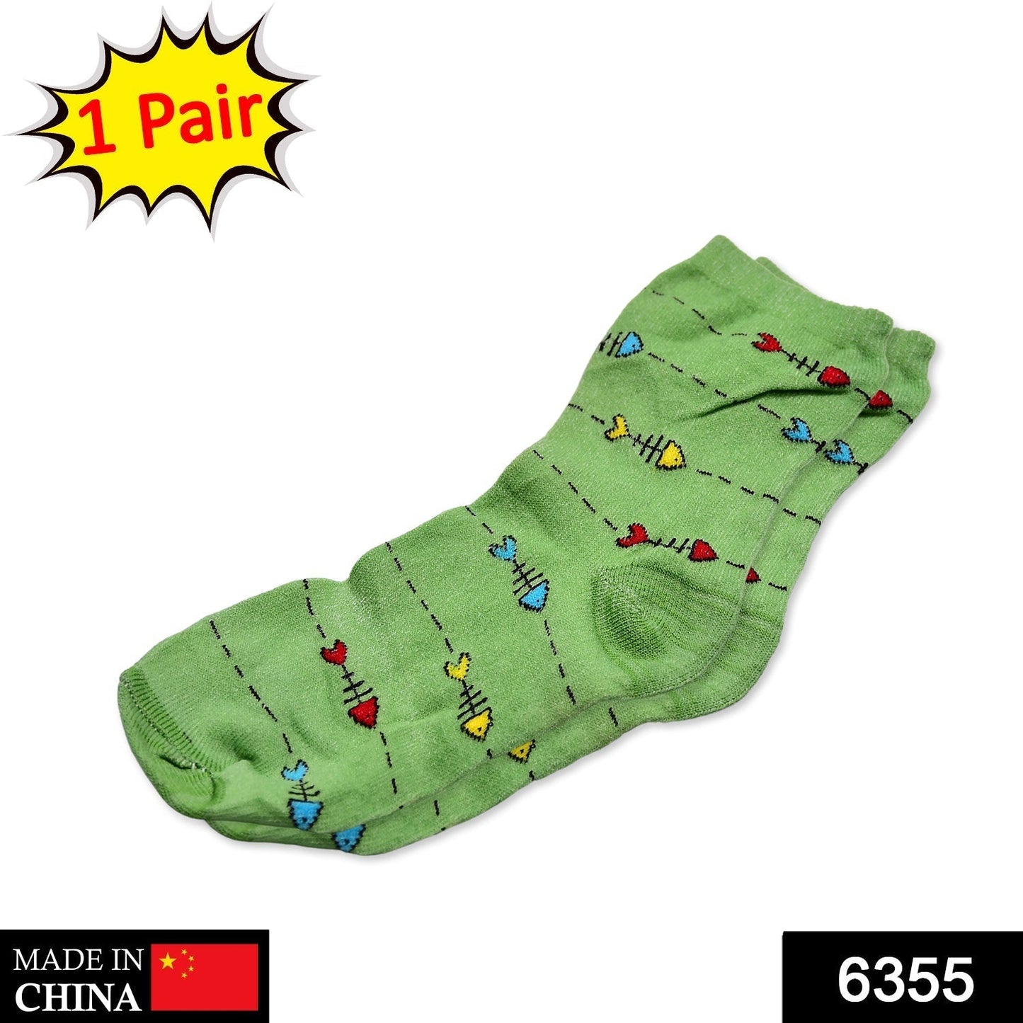 6355 1PAIR SOCKS PRINTED TRENDY MULTIPLE DESIGNER SOCKS DeoDap