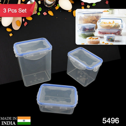 5496  Kitchen Storage Container Set with Food Grade Plastic and Air Seal Lock Lid for Storage of Grocery, Spices, Dry fruits Use For Home, Office, Restaurant, Canteens (3 Piece Set)