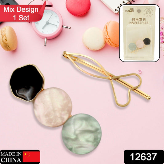 12637 Metal Hair Pins, Pearls Hair Clips Elegant Hair Barrettes Hair Accessories Gift for Women Girls Hair Accessories Acrylic Hair Clips (Mix Design / 1 Set)