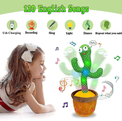 UK-0076 Dancing Cactus Toy for Babies Talking, Speaking, Recording | Repeat What You Say | Singing Electronic Pet for Toddlers | Swing and Sing Toy-Charger Cactus Toy Plant..