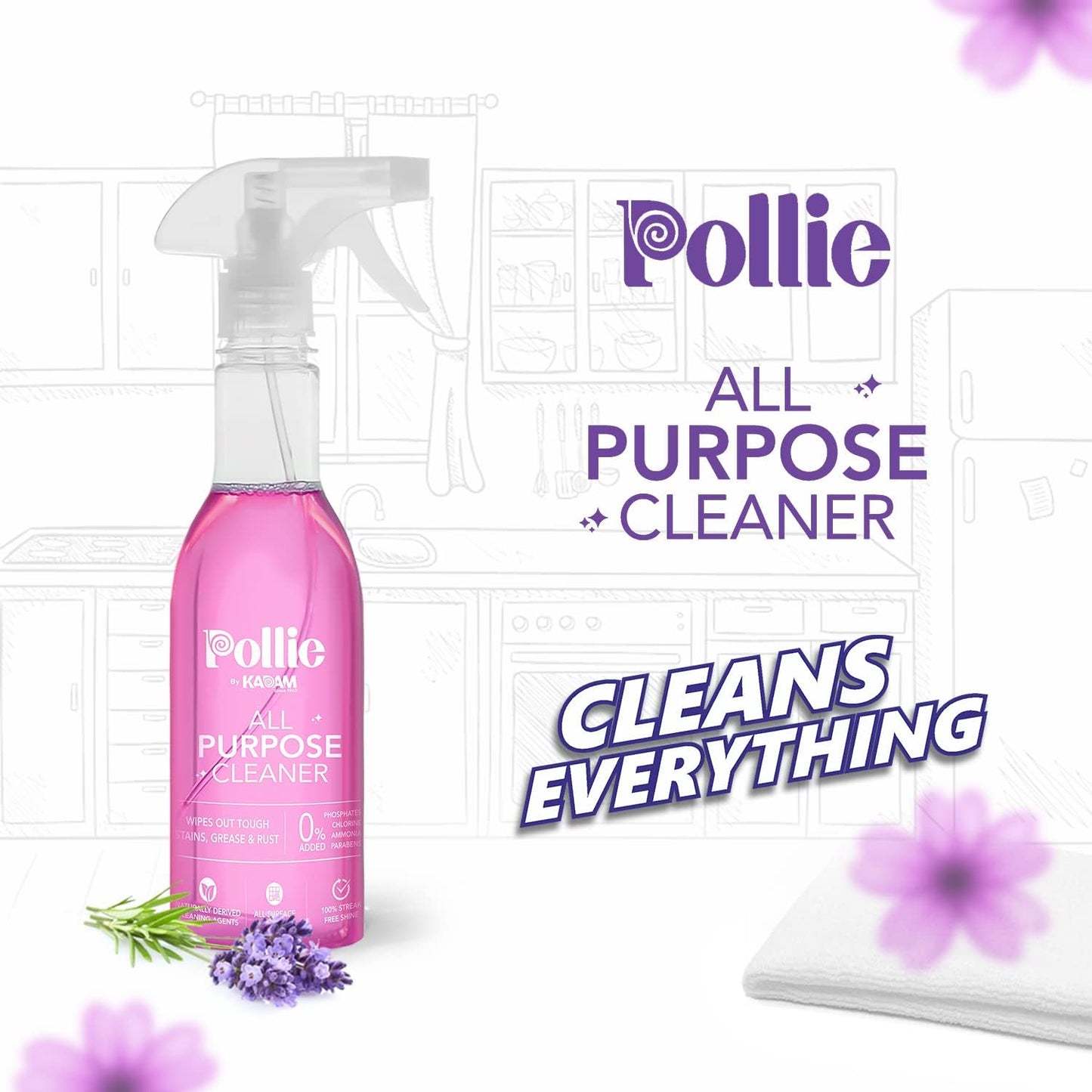 12641 All Purpose Cleaner | Kills 99.9% germs | Cleans Tough Stains, Grease and Rust on Gas Stove, Chimney, Kitchen Sinks, Walls, Rusty Surfaces ( 400gm )413_cleaning_liquid_spray_400gm