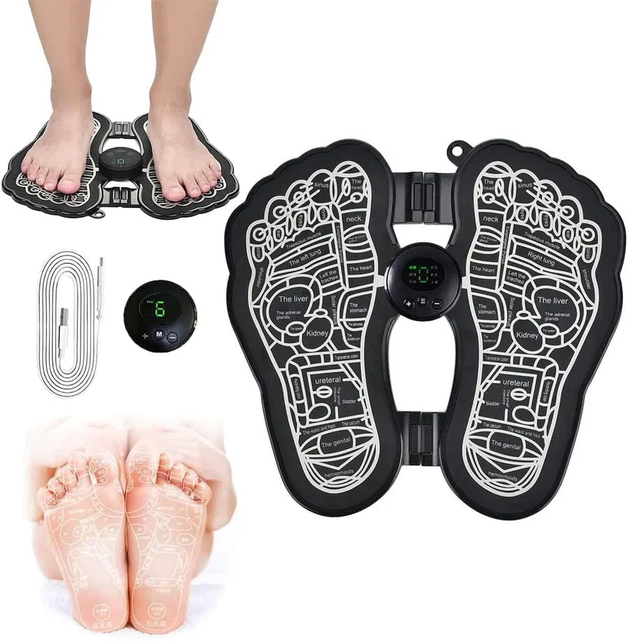 UK-0002 Deoxys Bioelectric Acupoints Massager Mat,EMS Foot Massager,Portable Foot Stimulator Massager Pads,Folding Electric Foot Massage Machine with 8 Modes and 19 Levels