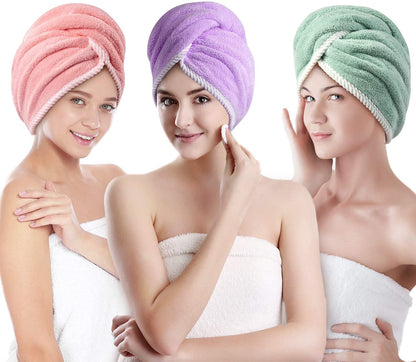 UK-0014 Hair Towel Wrap Absorbent Towel Hair-Drying Bathrobe Microfiber Bath Towel Hair Dry Cap Salon Towel