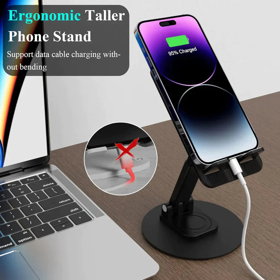 UK-0043 Mobile Rotatable Stand Height Adjustable iPhone Holder for Desk Portable Cellphone Stand Thick Case Friendly Compatible with All Mobile